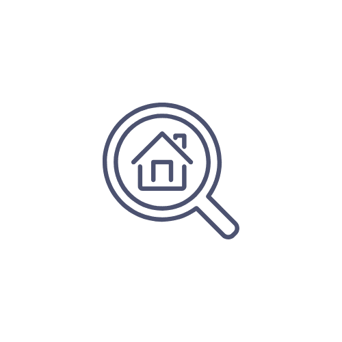 Magnifying glass with house icon symbolizing home and job search in Nashville